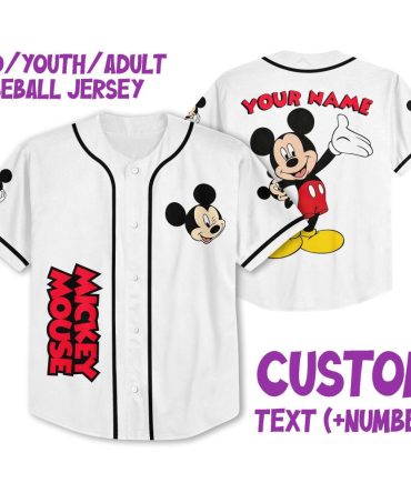 Custom Mickey Mouse Baseball Jersey - Kids/Youth/Adult - Personalize Name & Number!
