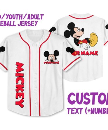 Customizable Mickey Mouse Baseball Jersey For Kids/Youth/Adults - Personalize Now!
