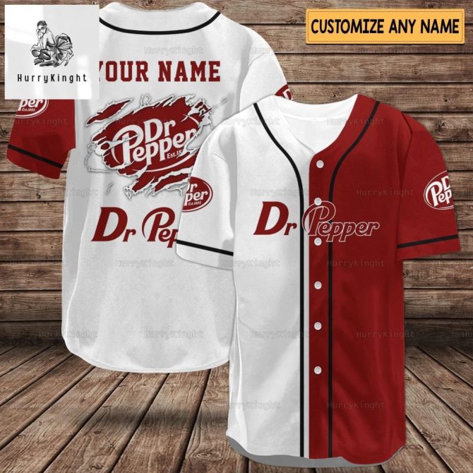 Custom Dr Pepper Baseball Jersey - Personalize Your Name - Unique Gift Idea