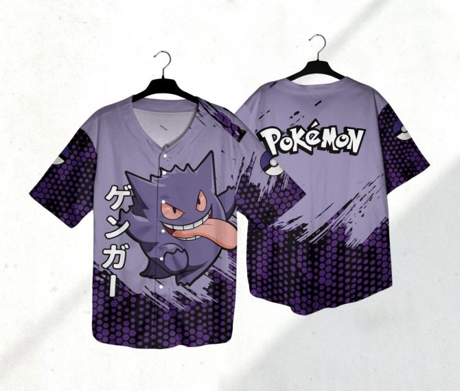Stylish Gengar Baseball Jersey - Pokémon Fans' Must-Have Apparel!