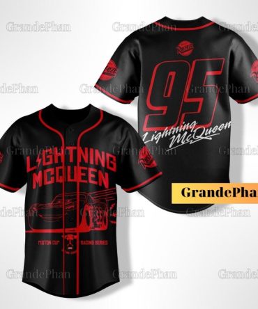 Lightning Mcqueen Baseball Jersey - Black & Red, Stylish Fan Apparel For Cars Enthusiasts