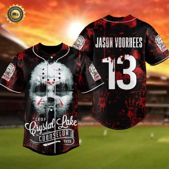 Exclusive Jason Voorhees Camp Crystal Lake Baseball Jersey - Horror Fan Must-Have!