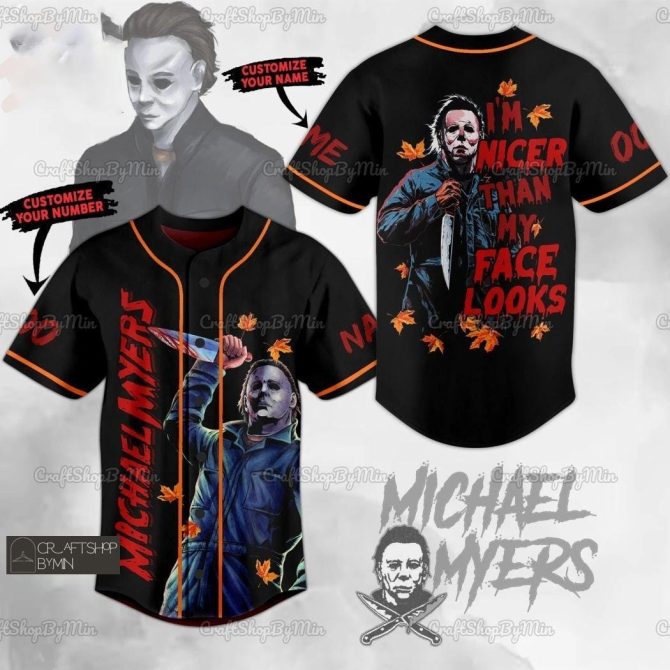 Customizable Halloween Baseball Jersey - Horror Character Design, Perfect Gift!
