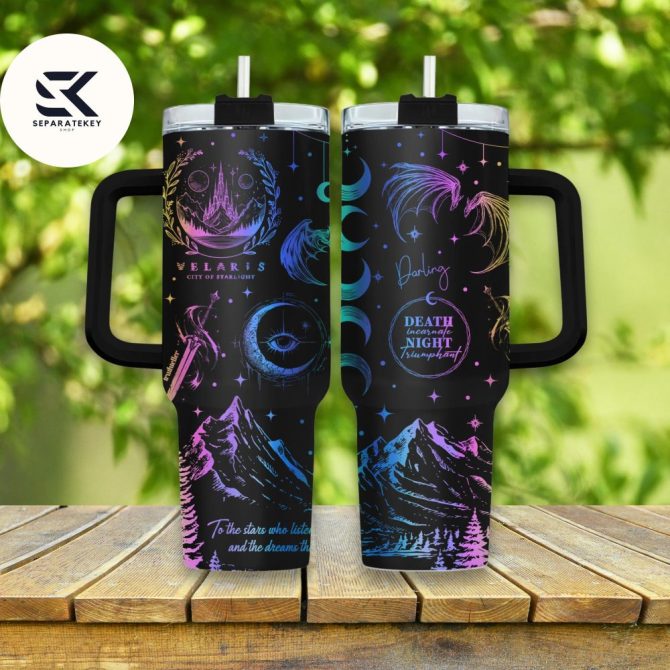 Celestial Travel Mug With Handle – Cosmic Art Design, Double-Walled Insulation, 20Oz Tumbler For Hot & Cold Drinks