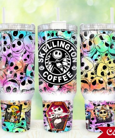 Colorful Skellington Coffee Tumbler With Handle - 40Oz Insulated Mug For Hot & Cold Drinks