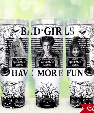 Spooky Sanderson Sisters Tumbler Set - Halloween Fun Cups With Lids & Straws