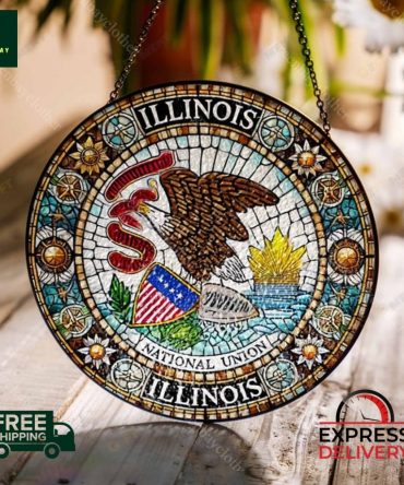 Illinois Stained Glass Suncatcher - Handmade Decor