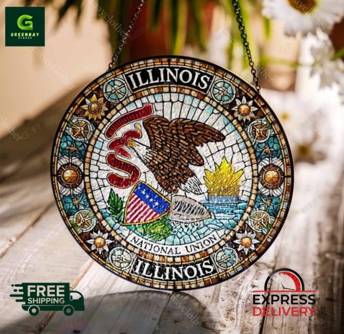 Illinois Stained Glass Suncatcher - Handmade Decor