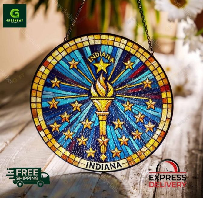 Indiana Stained Glass Sun Catcher - Starburst Design
