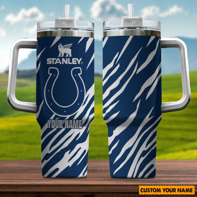 Custom Name Blue Zebra Tumbler With Handle – Personalized Stainless Steel Travel Mug