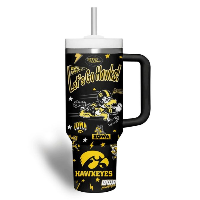 Custom Iowa Hawkeyes Tumbler With Handle – Personalized Football Fan Gift - Image 3