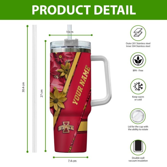 Custom Iowa State Cyclones Tumbler – Personalized Name – Perfect Gift For Fans! - Image 2
