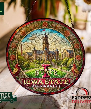 Iowa State University Stained Glass Suncatcher - Decorative Home Decor , Free Shipping & Express Delivery
