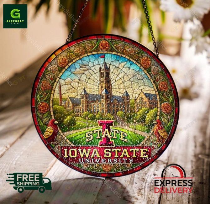 Iowa State University Stained Glass Suncatcher - Decorative Home Decor , Free Shipping & Express Delivery