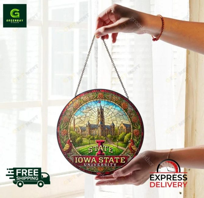 Iowa State University Stained Glass Suncatcher - Decorative Home Decor , Free Shipping & Express Delivery - Image 3