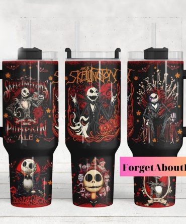 Spooky Jack Skellington Tumbler – Insulated Halloween Travel Mug With Handle