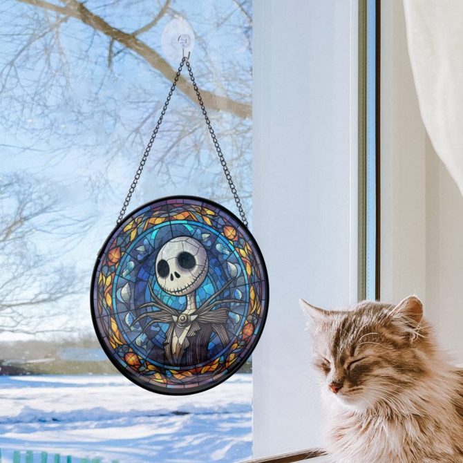 Enchanting Stained Glass Skull Art - Vibrant Hanging Decor For Home & Office - Image 2