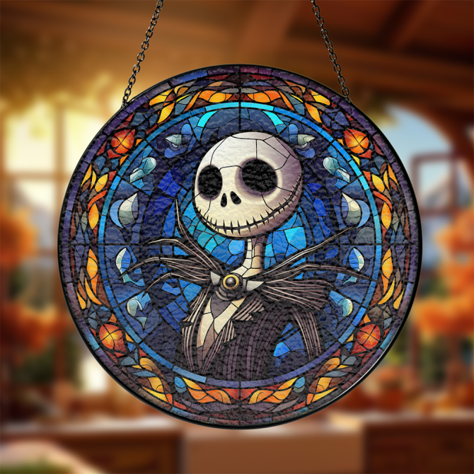 Enchanting Stained Glass Skull Art - Vibrant Hanging Decor For Home & Office - Image 3