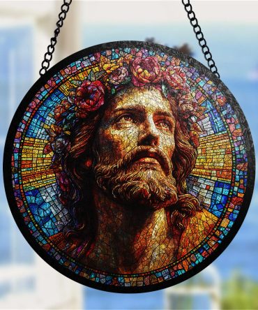 Stunning Stained Glass Jesus Sun Catcher - Vibrant Decor For Home Or Church