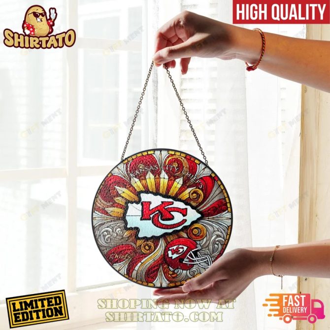 Kansas City Chiefs Stained Glass Hanging Decor - Limited Edition, Fast Delivery!