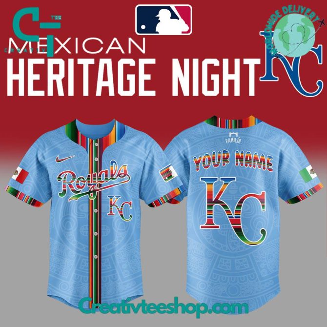 Customizable Kc Royals Mexican Heritage Night Jersey - Unique Design, Worldwide Shipping!