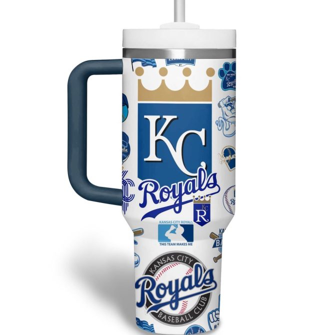 Custom Kc Royals Tumbler With Handle & Straw - Personalized Baseball Fan Gift - Image 2