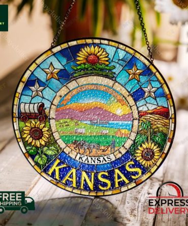 Stunning Kansas Stained Glass Suncatcher