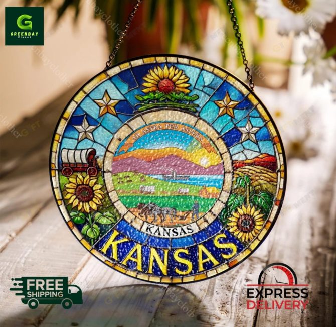 Stunning Kansas Stained Glass Suncatcher