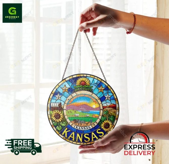 Stunning Kansas Stained Glass Suncatcher - Image 3