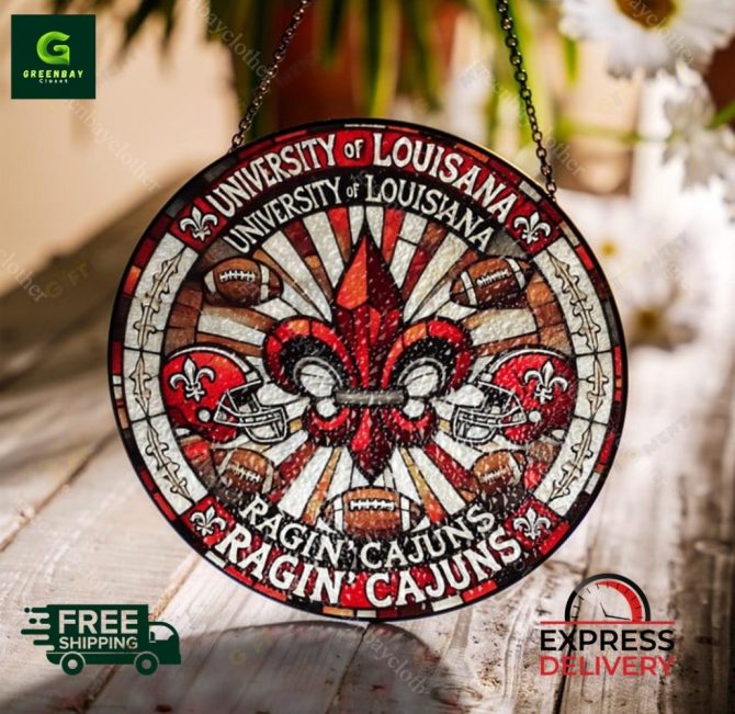 University Of Louisiana Ragin' Cajuns Stained Glass Sun Catcher - Free Shipping & Express Delivery