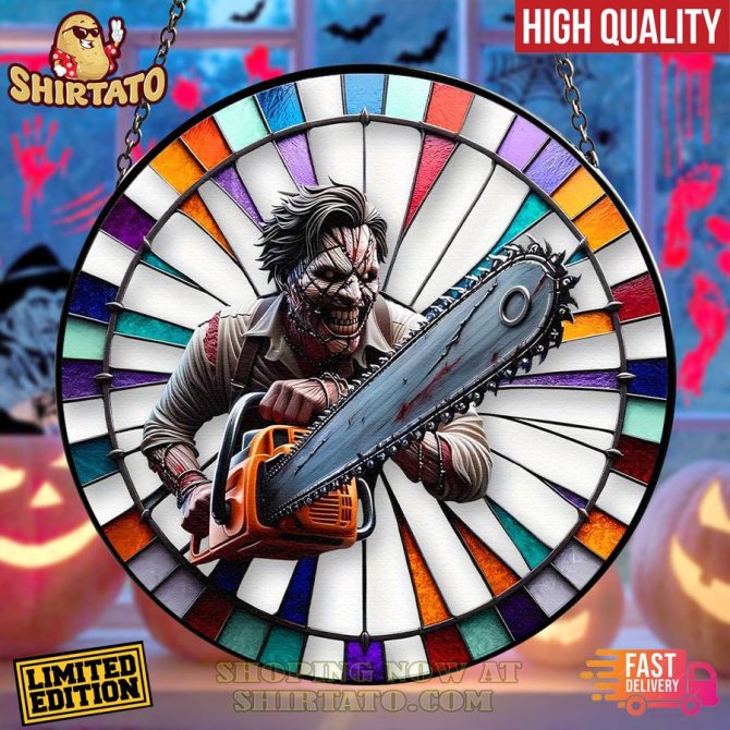 Limited Edition Horror Chainsaw Stained Glass Art - Fast Shipping!