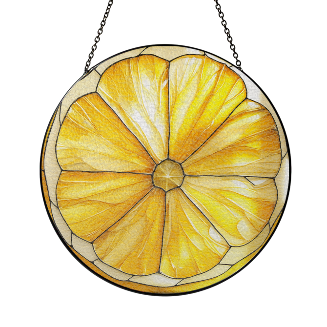 Vibrant Citrus Stained Glass Suncatcher - Handmade Window Decor Art - Image 3