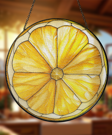 Vibrant Citrus Stained Glass Suncatcher - Handmade Window Decor Art