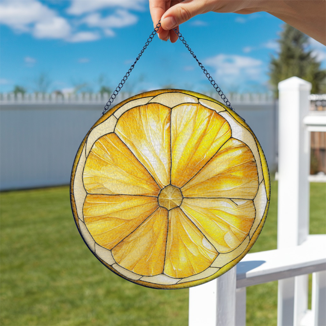 Vibrant Citrus Stained Glass Suncatcher - Handmade Window Decor Art - Image 2