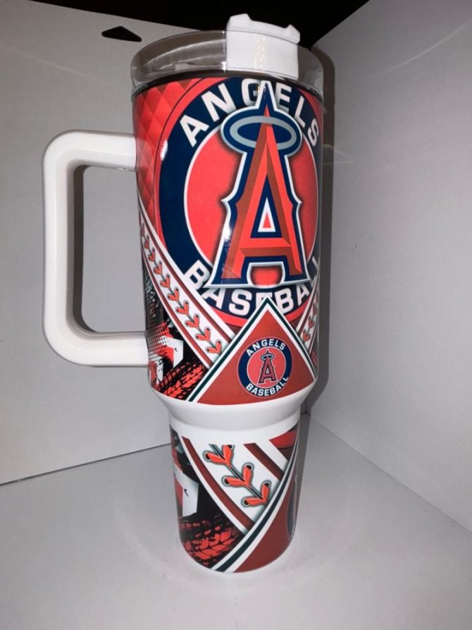 Angels Baseball Travel Mug With Handle - 32Oz Insulated Tumbler For Cold & Hot Drinks - Image 4