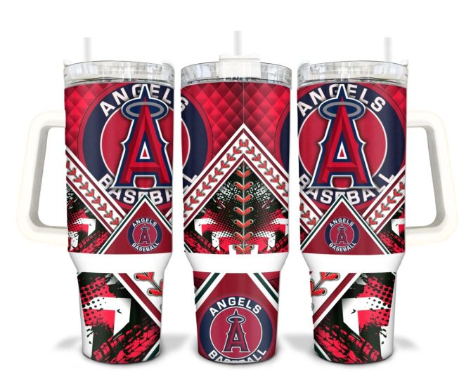 Angels Baseball Travel Mug With Handle - 32Oz Insulated Tumbler For Cold & Hot Drinks