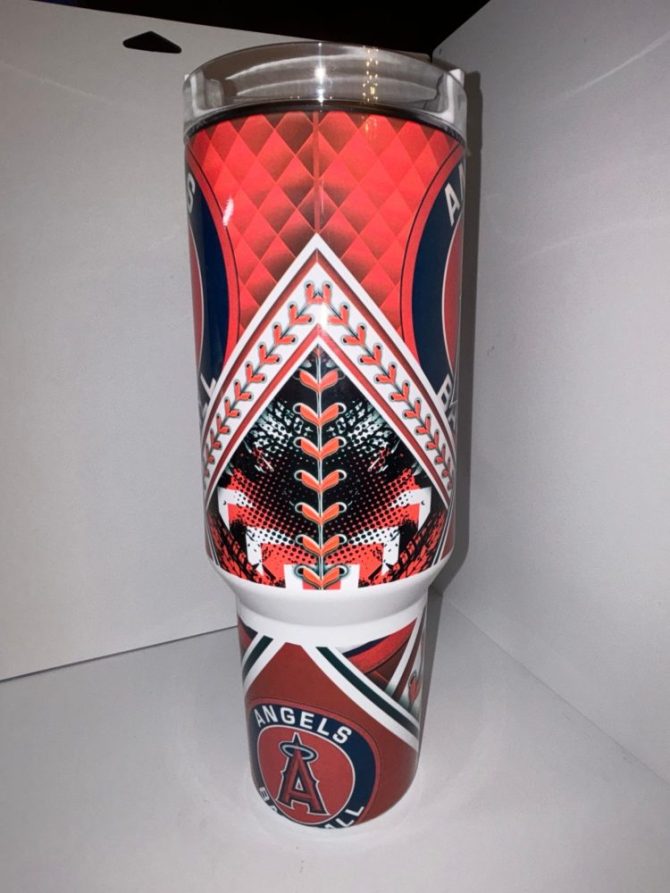 Angels Baseball Travel Mug With Handle - 32Oz Insulated Tumbler For Cold & Hot Drinks - Image 3