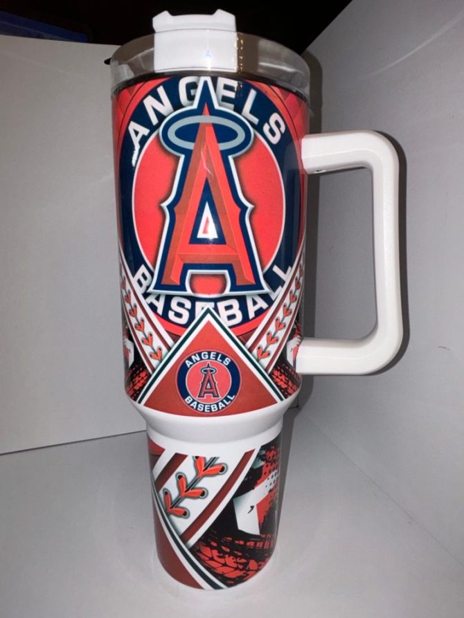 Angels Baseball Travel Mug With Handle - 32Oz Insulated Tumbler For Cold & Hot Drinks - Image 2