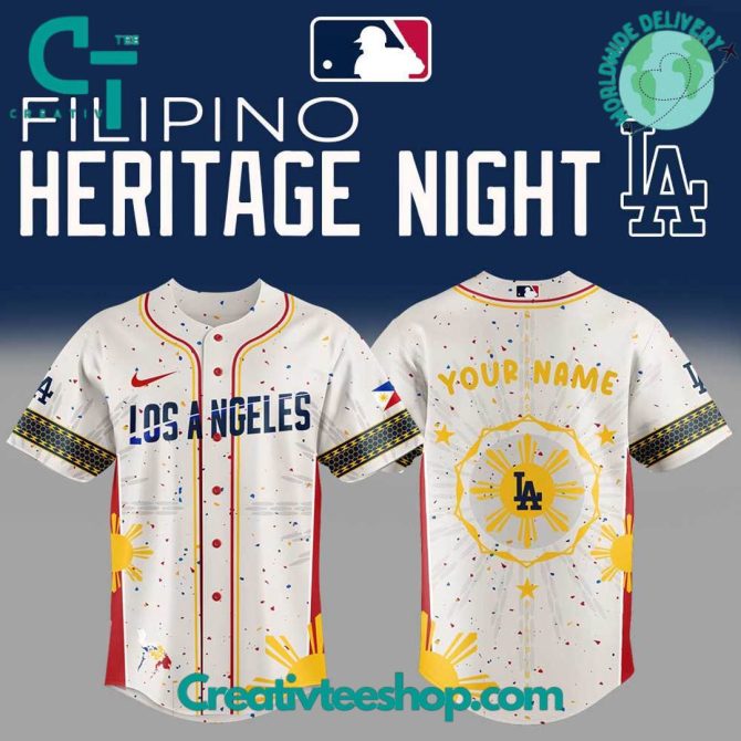 Custom La Baseball Jersey - Filipino Heritage Night Special Edition