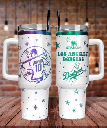 Custom Los Angeles Dodgers Tumbler - Personalized Baseball Fan Mug With Handle & Straw