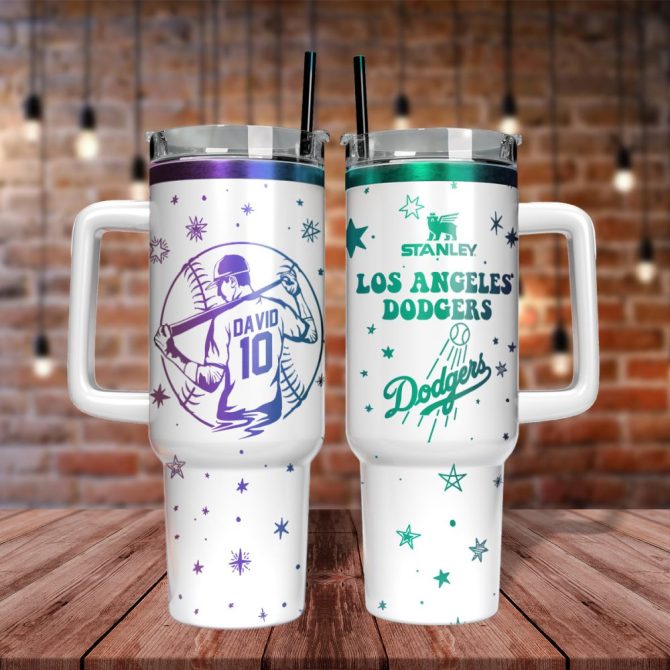 Custom Los Angeles Dodgers Tumbler - Personalized Baseball Fan Mug With Handle & Straw