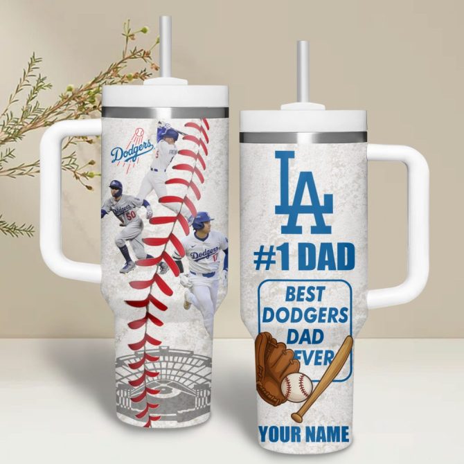 Custom Dodgers Tumbler - #1 Dad Gift - Best Dodgers Fan Cup - Personalize Name! - Image 2
