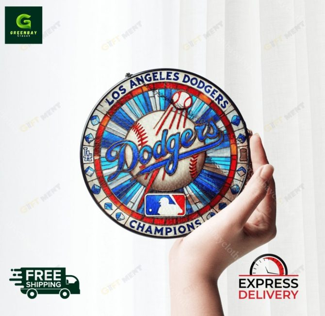 Los Angeles Dodgers Stained Glass Wall Art - Mlb Champions Decor , Free Shipping - Image 4