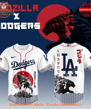 Limited Edition Godzilla X Dodgers Jersey – Unique Design & Worldwide Shipping