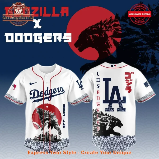 Limited Edition Godzilla X Dodgers Jersey – Unique Design & Worldwide Shipping