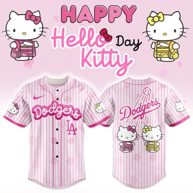 Limited Edition Hello Kitty Dodgers Jersey - Cute Pink Baseball Shirt For Fans