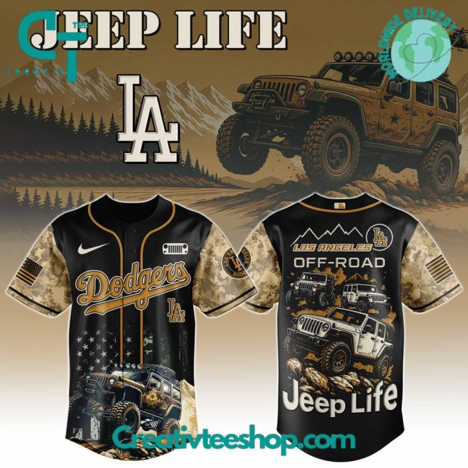 Jeep Life Off-Road Jersey - La Dodgers Camo Baseball Shirt For Adventurers