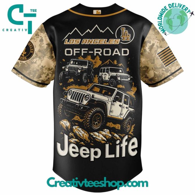 Jeep Life Off-Road Jersey - La Dodgers Camo Baseball Shirt For Adventurers - Image 3