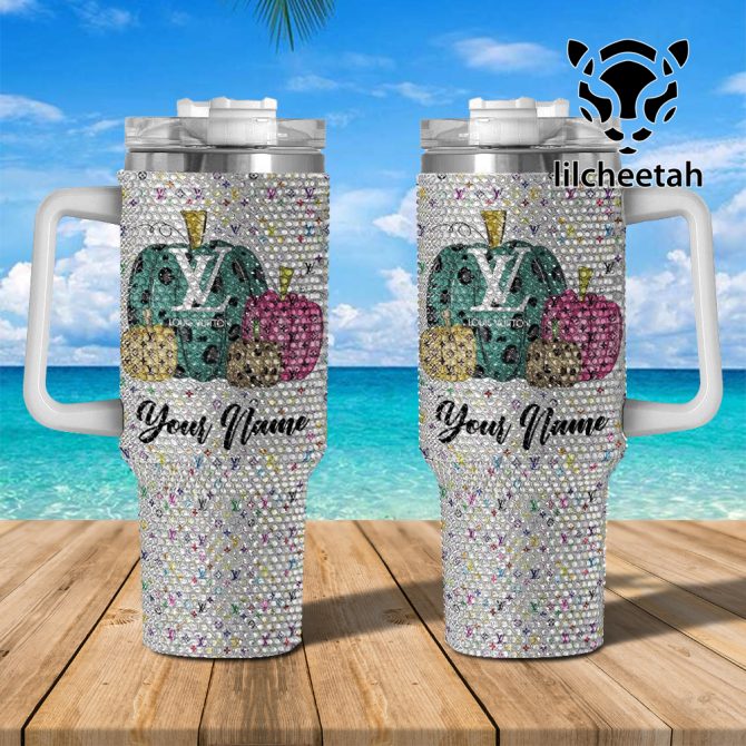 Louis Vuitton Stanley  Custom Bling Tumbler With Handle - Personalized Glitter Cup For Stylish Hydration - Image 2