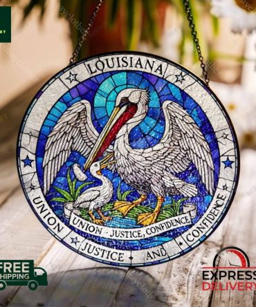 Louisiana Stained Glass Pelican Suncatcher - Elegant Home Décor
